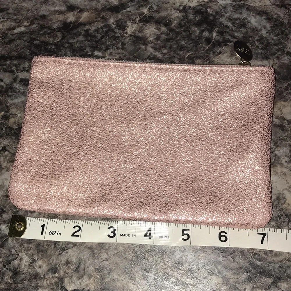 Ipsy Glam Zippered Cosmetic Make Up Pouch for Travel Textured Pink